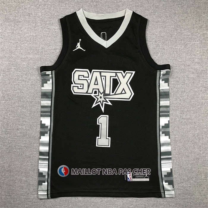 Maillot Enfant San Antonio Spurs Victor Wembanyama NO 1 Statement 2022-23 Noir